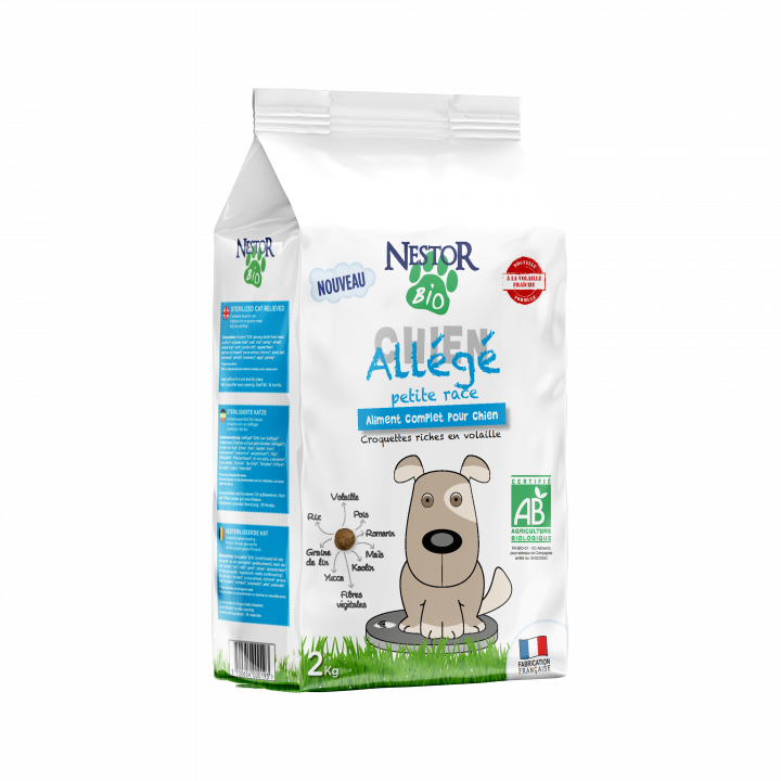 CROQUETTES BIO POUR CHIEN DE PETITE RACE MOINS DE 10 Kg - ALLÉGÉ - Sac de 2 Kg