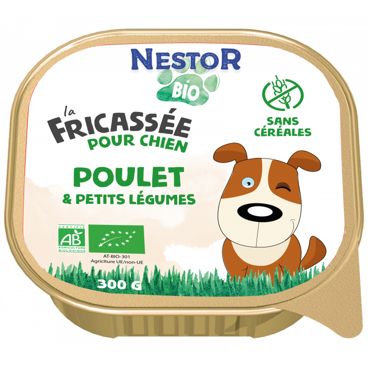  FRICASSÉES BIO SANS CÉRÉALES POUR CHIEN - 9 barquettes de 300 gr