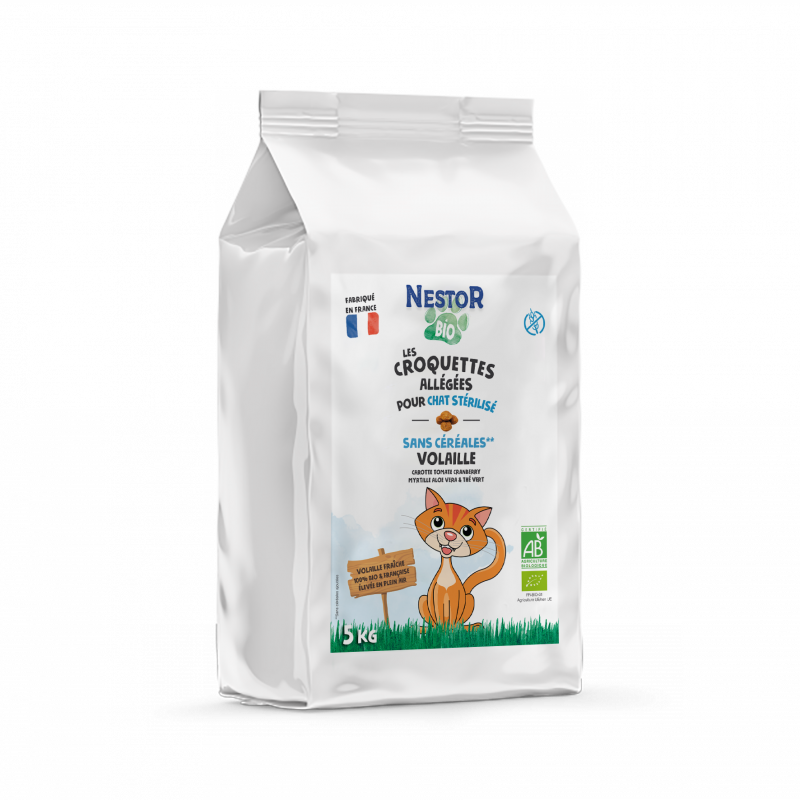 CROQUETTES BIO ALLÉGÉES - SANS CÉRÉALES POUR CHAT STÉRILISÉ - SANS GLUTEN - 2 Kg CROQUETTES BIO ALLÉGÉES - SANS CÉRÉALES POUR CHAT STÉRILISÉ - SANS GLUTEN - 2 Kg