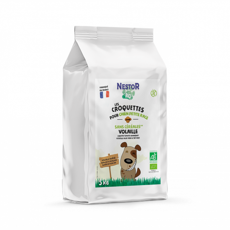 CROQUETTES BIO POUR CHIEN DE PETITE RACE - SANS CÉRÉALES ET SANS GLUTEN - Sac de 2 Kg CROQUETTES BIO POUR CHIEN DE PETITE RACE - SANS CÉRÉALES ET SANS GLUTEN - Sac de 2 Kg