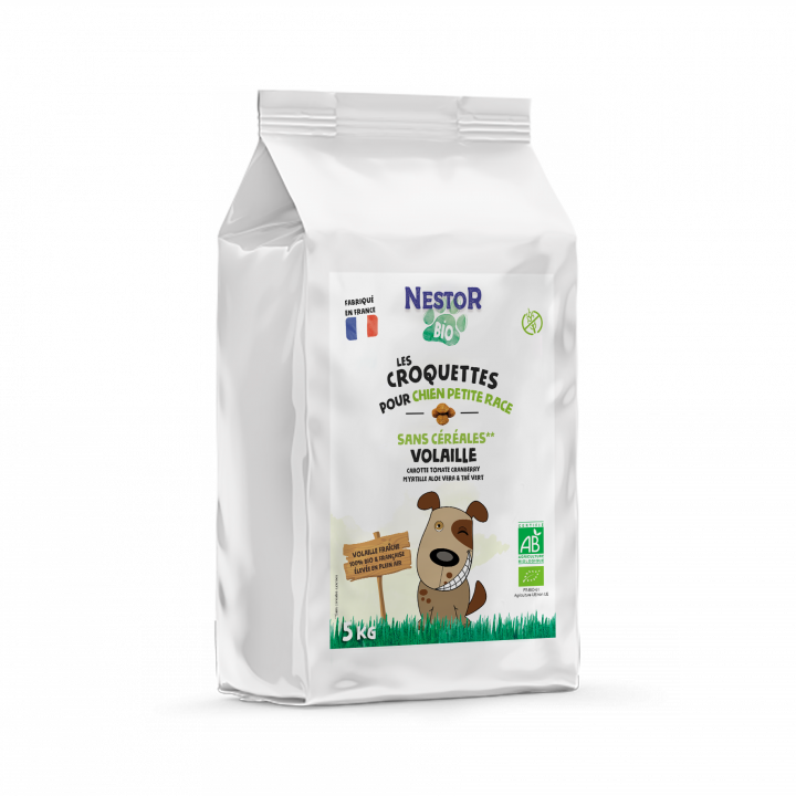 CROQUETTES BIO POUR CHIEN DE PETITE RACE - SANS CÉRÉALES ET SANS GLUTEN - Sac de 5 Kg