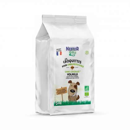 CROQUETTES BIO POUR CHIEN DE PETITE RACE - SANS CÉRÉALES ET SANS GLUTEN - Sac de 5 Kg