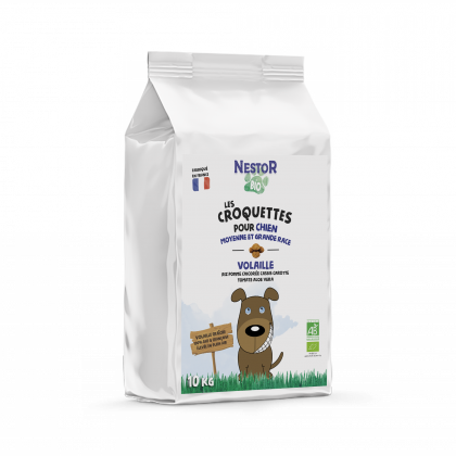 CROQUETTES BIO POUR CHIEN DE MOYENNE ET GRANDE RACE - Sac de 10 Kg