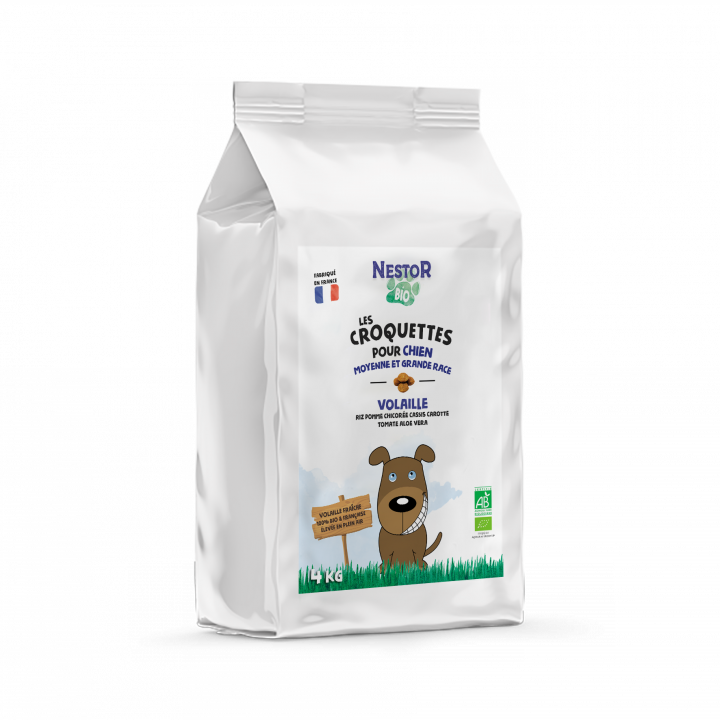 CROQUETTES BIO POUR CHIEN DE MOYENNE ET GRANDE RACE - Sac de 4 Kg