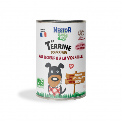 LA TERRINE POUR CHIEN BOEUF & VOLAILLE - Pack de x6 boîtes de 400gr