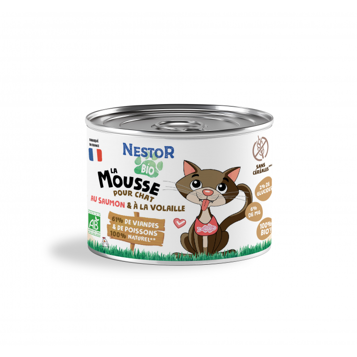 La Mousse au saumon & à la volaille pour chat