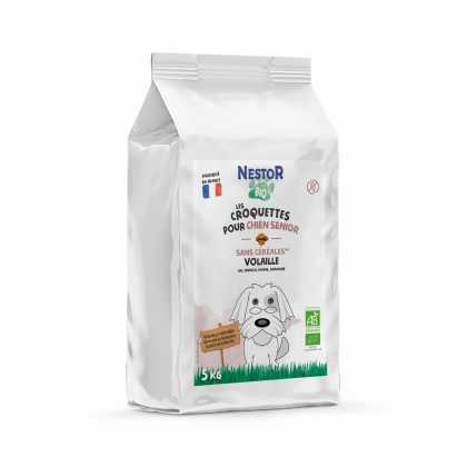 CROQUETTES BIO À LA VOLAILLE POUR CHIEN SENIOR SANS CÉRÉALES - Sac de 5 Kg