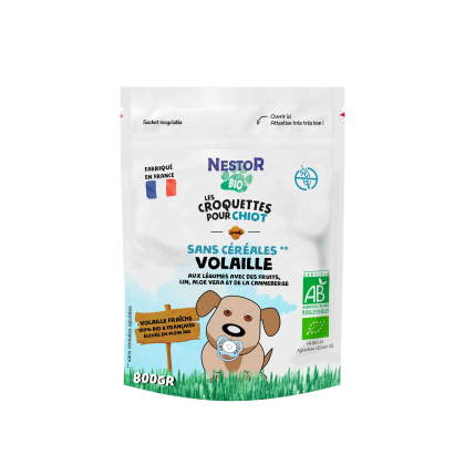 CROQUETTES BIO À LA VOLAILLE POUR CHIOT SANS CÉRÉALES - Sac de 800 g