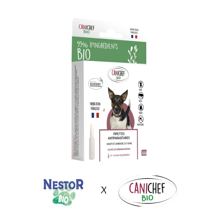 PIPETTES ANTIPARASITAIRES BIO CHIEN PETITE RACE ET CHIOT (X4)